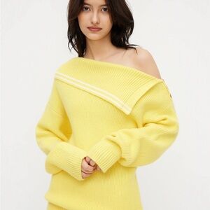 Cider Sunny Yellow Off-Shoulder Sweater